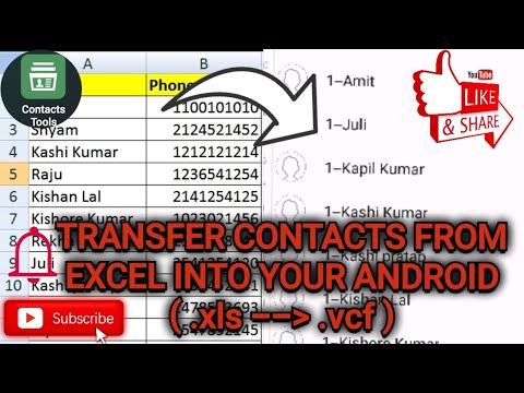 Transfer Contacts from  excel to your android contact list | Convert .xls or .xlsx to .vcf