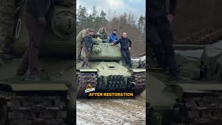 IS-2 🔥 before & after restoration by #panzerfarm #is2tank #is2 #ww2history #tankrestore #ww2 #tank