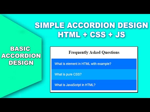 Simple Accordion Design | Web Development | Html + Css + Javascript | Learn Perfect | Learn html5