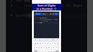 Sum of Digits in Python ➕ One-Liner Magic! 💡💻 #PythonShorts