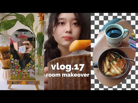 🌼 Room makeover (not really) Vlog | diy aesthetic paint mirror | cleaning out my room