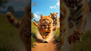 Cat Kidnaps Tiger Cub in a Hilarious Twist of Nature #youtubeshorts #shorts
