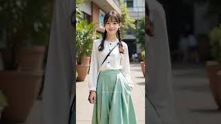 Flared Skirt Elegance – Teen Girl Modest Daywear Idea 💚👚