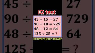 IQ test only for genius math quiz / puzzle question / math quiz question || #ytshorts #puzzle #short