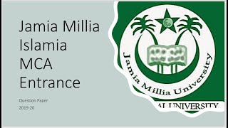 JMI MCA Previous Year Question Paper 2019