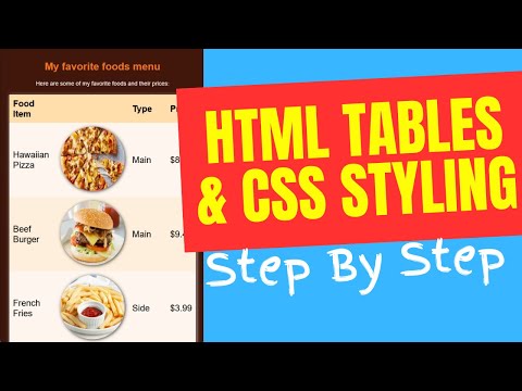 Learn HTML Tables with CSS Styling, Building a Food Menu.