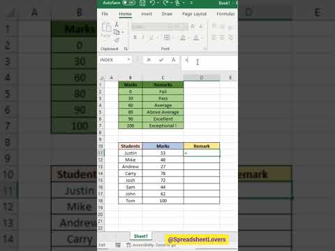 Vlookup based on condition | Excel for beginners | #excel #shorts #vlookup #marks #howto