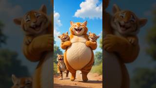 Cat Runs Away With Tiger Cubs! 😂🐯 | Fun Cartoon #CatAI #funnyvideo #viralshorts #cutecartoon
