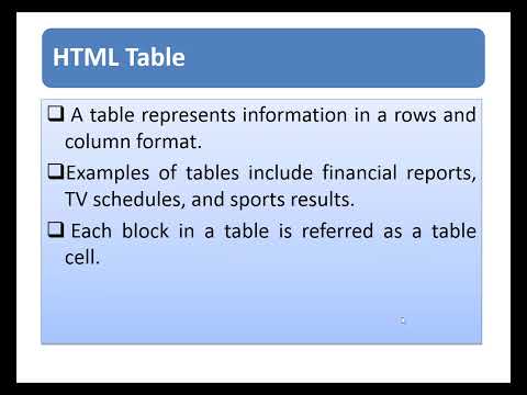 Tables in HTML- Part I | Tags related with Table in HTML