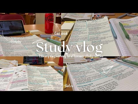 STUDY VLOG|study with me in library ,lots of studying,productive 🥤📒