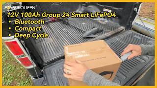 For worry-free RV trips and fishing day! Power Queen 12V 100Ah Group 24 Smart Lithium Battery🎉🔋