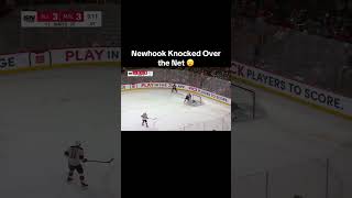 Newhook Knocked Over the Net 😮 #hockeyclips #fyp
