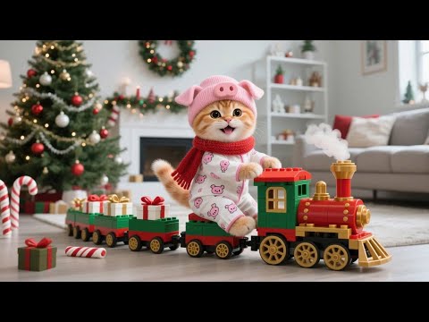 Adorable Ginger Kitten Is Given By Santa Claus To The Christmas Train On Christmas Eve 🎄🎅🚂🐾