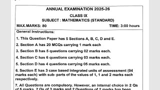 (PART-2) Class-9 Maths / Annual Exam 2026 Question Paper Session Ending PM SHRI K V Term2 SEE