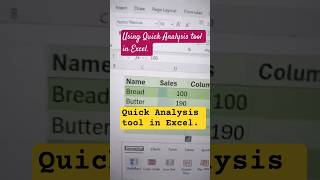 Use Quick Analysis Tool in Excel.#quickanalysis #excel#exceltips#exceltricks