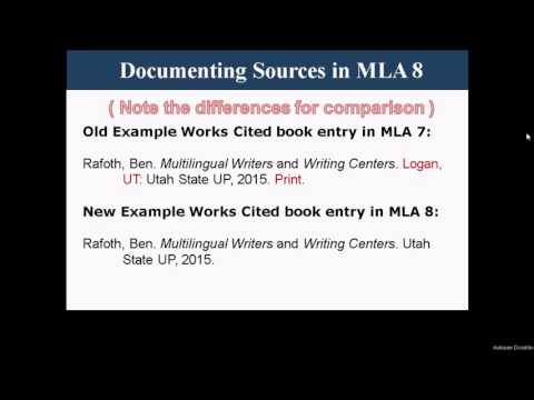 Documenting Sources in MLA 8: Part (1/2)