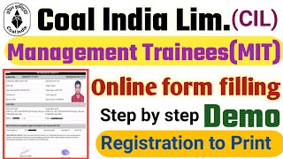 coal india management tranees online form filling / coal india limited online apply