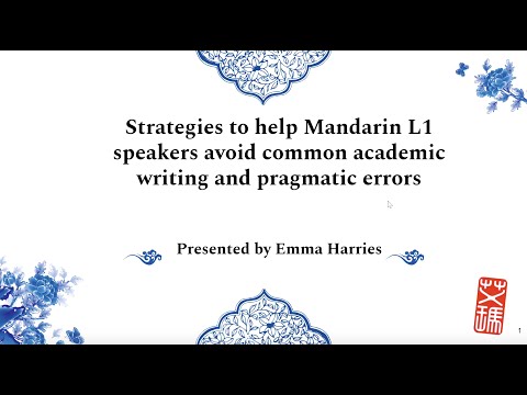 Strategies to help Mandarin L1 speakers avoid common academic writing and pragmatic errors