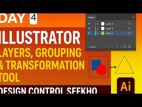 Day 4: Illustrator Layers, Grouping & Transformation Tool – Design Control Seekho (Urdu Tutorial)