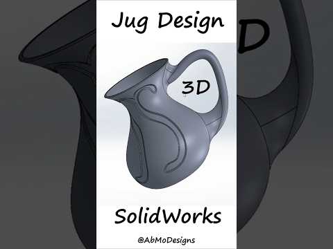 Jug with Curved Handle Design | SolidWorks 3D Modeling #Shorts