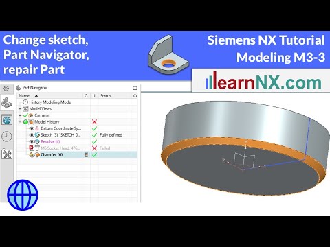 Change sketch, Part Navigator, and repair Part | Siemens NX Tutorial