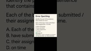 Error Spotting – Verbal Ability Practice | Placement English Grammar Question #VerbalAbility #shorts
