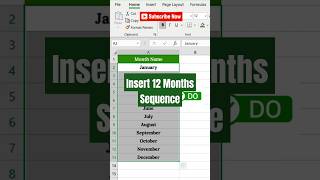 Insert a Sequence of Twelve Months in Excel | #excel #sequence #months