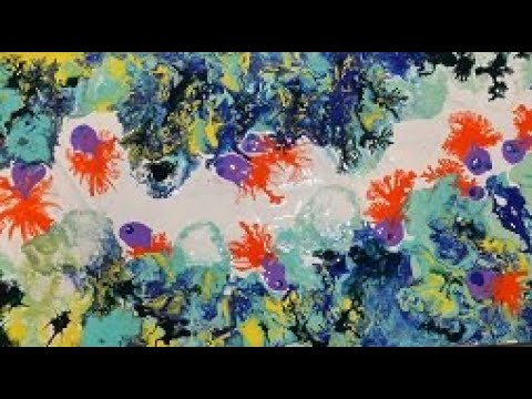 Reef Wonders. acrylic paint pour abstract coral reef and fish. Enjoy!