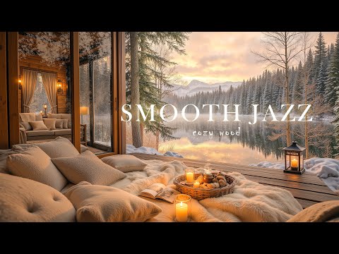 4K Luxury Balcony By the Lake ❄️ Cozy Coffee Shop Ambience with Smooth Jazz & Fireplace