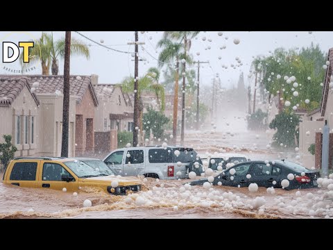 Chaos in Arizona,USA! Severe flooding and hailstorm hit Fort Mohave and Bullhead City!