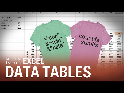 How to use Excel data tables