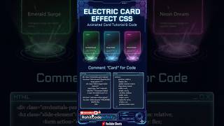 Electric Card Animation Effect Using HTML CSS JavaScript | Moving UI#techshorts #webdesign #viral