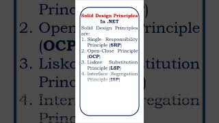 solid principals || c# || dotnet