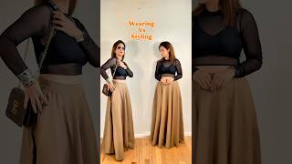 Wearing vs styling look💁‍♀️ #shortsvideo #wearingvsstyling #basicvsbetter #longskirts #fashiontips