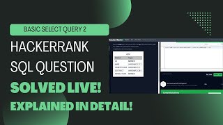 #SQL Basic Questions| #hackerrank SQL Basic Question_2 #beginneranalytics #sqltutorial #beginnersSQL