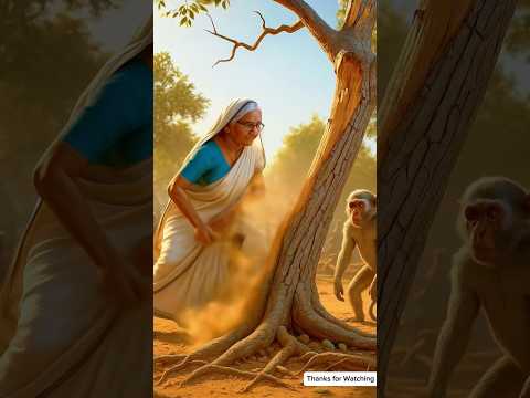 This grandmother and monkey make a boat from wooden tree. #ai #ytshorts #cartoon #story #aiviral