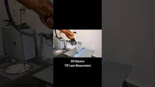 TCP Laser measurement of a milling head  #cadcam #sprutcamrobot #KUKA #KR200 #kukarobotics