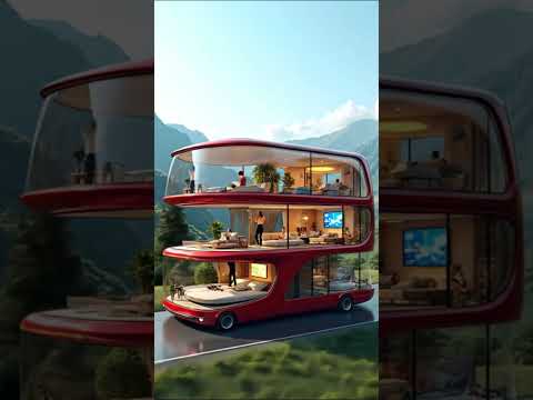 Futuristic Red Luxury Motorhome – A Three-Story Smart House on Wheels