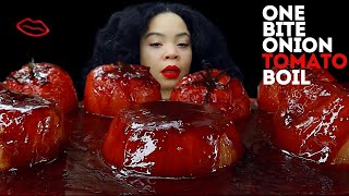 Spicy Buttery Onion Boil, Onion & Egg One Bite Challenge |TikTok Viral | Mukbang ASMR | Mmm ASMR