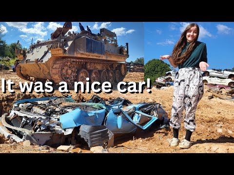A tank ran over her car