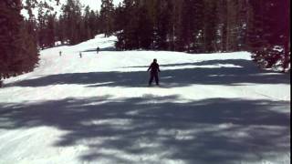 Ange Mastering the terrain on  her 1st day of skiing..
