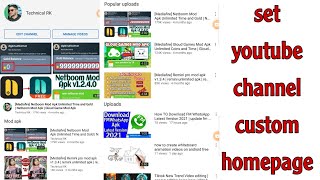 YouTube channel Homepage Setting 2021 | how to set a youtube custom homepage