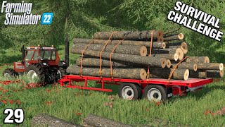 LOTS OF LOGS AND BUYING ANOTHER PLOT OF LAND - Survival Challenge FS22 Calm Lands Ep 29