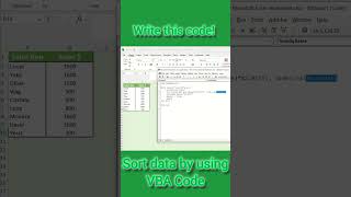 sort your data by using VBA Code in Excel!  #learnexcel #study #work #trend #exceltips