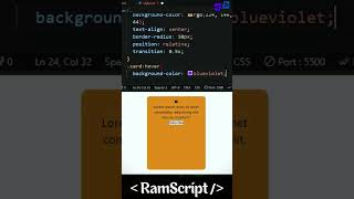 Creating Card Using HTML & CSS  #webproject#htmlcss #ramscript #webproject #shorts #viralshort