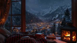 Soothing Blizzard Sounds for Sleep ❄ Cozy Winter Storm Ambience with Fireplace Crackles 💙
