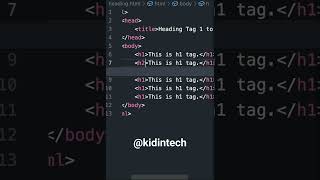H1 to H6 heading tags in HTML #shorts #coding #html #programming #tutorial #code
