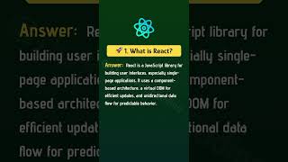 ⚛️ 1. What is React? 🎯  || React Interview Questions and Answers (2025) 🎉 💻  #react #viral #trending