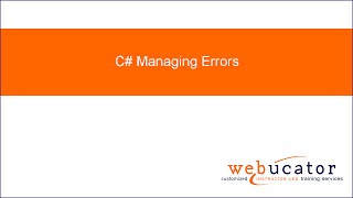 C# Managing Errors
