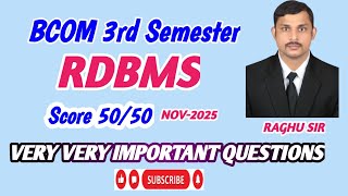 RDBMS important questions 2025 || OU || Rdbms gunshot questions | Bcom 3rd semester 